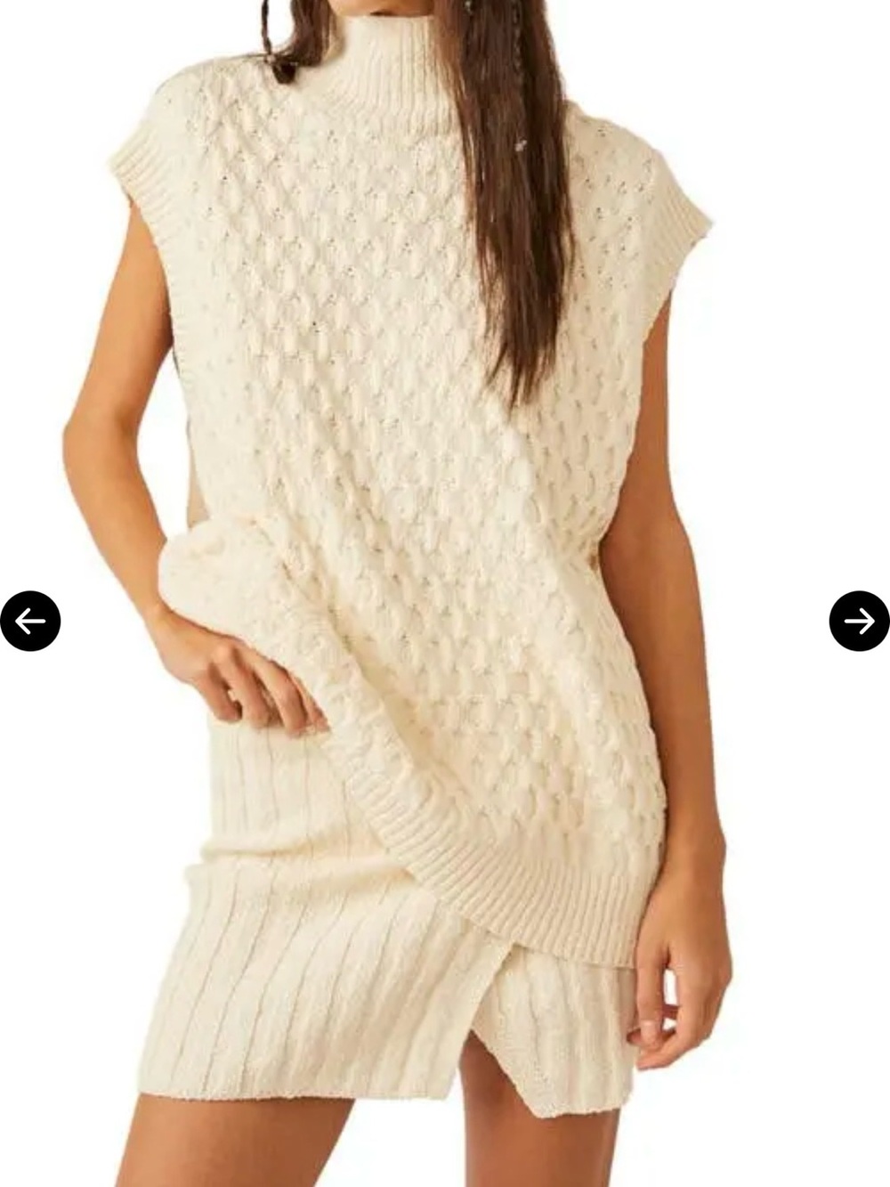 Free People Cream Sleeveless tunic Turtleneck Sweater a sz m